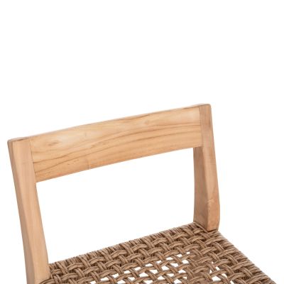 BAR STOOL WITH BACKREST PLERED HM6129 TEAK WOOD & VIRO ROPE 40x45x100Hcm.