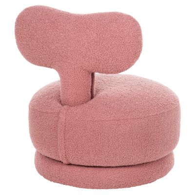 STOOL WITH BACKREST SWIVEL KRIVIO HM9775.02 DUSTY PINK BOUCLE FABRIC 52x53x60Hcm.