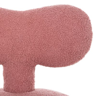 STOOL WITH BACKREST SWIVEL KRIVIO HM9775.02 DUSTY PINK BOUCLE FABRIC 52x53x60Hcm.