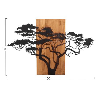 WALL DECORATION TREE FIGURE HM4648-METAL-WOOD 90x3(thickness)x58Hcm.