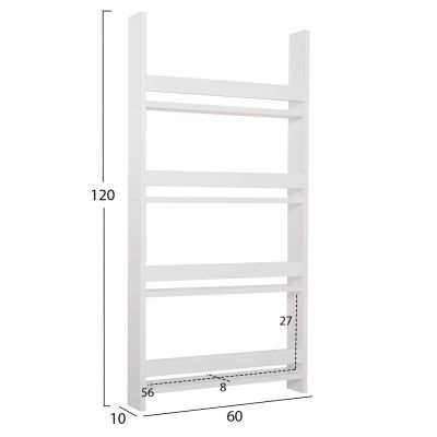 WALL SHELVES SANI HM18224.01 MELAMINE IN WHITE 60x10x120Hcm. (4 SHELVES)