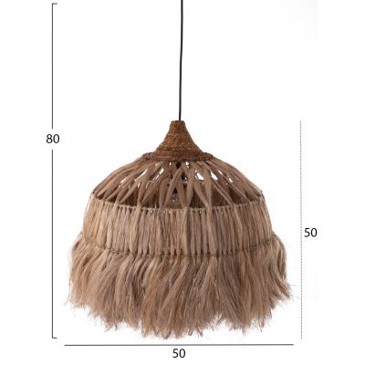 CEILING PENDANT BELL-SHAPED WITH FRINGES ABACA FIBERS IN NATURAL Φ50x50-80Hcm.HM7782