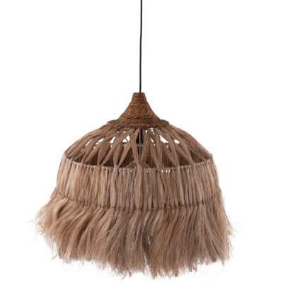 CEILING PENDANT BELL-SHAPED WITH FRINGES ABACA FIBERS IN NATURAL Φ50x50-80Hcm.HM7782