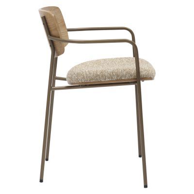 DINING CHAIR VIKKI HM9980.01 METAL IN ANTIQUE COPPER-WHITE WASH PLYWOOD-BEIGE FABRIC 54x54x75,5Hcm.