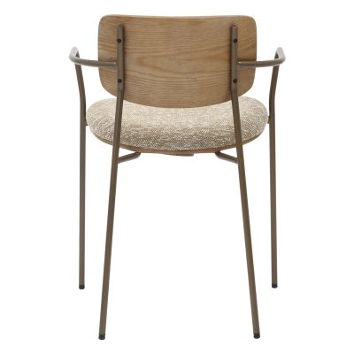 DINING CHAIR VIKKI HM9980.01 METAL IN ANTIQUE COPPER-WHITE WASH PLYWOOD-BEIGE FABRIC 54x54x75,5Hcm.