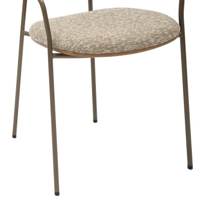 DINING CHAIR VIKKI HM9980.01 METAL IN ANTIQUE COPPER-WHITE WASH PLYWOOD-BEIGE FABRIC 54x54x75,5Hcm.