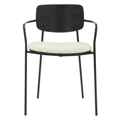 DINING CHAIR VIKKI HM9980.02 METAL & PLYWOOD IN BLACK-ECRU FABRIC 54x54x75,5Hcm.