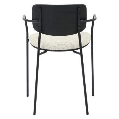 DINING CHAIR VIKKI HM9980.02 METAL & PLYWOOD IN BLACK-ECRU FABRIC 54x54x75,5Hcm.