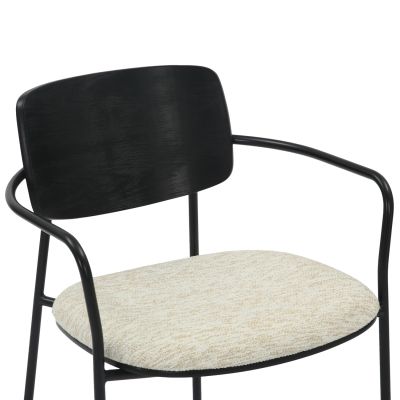 DINING CHAIR VIKKI HM9980.02 METAL & PLYWOOD IN BLACK-ECRU FABRIC 54x54x75,5Hcm.