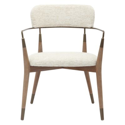 DINING ARMCHAIR ROY HM9978.01 BEECH WOOD LEGS-METAL ARMS-FABRIC IN ECRU COLOR 51x48x77,5Hcm.