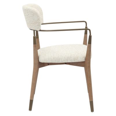 DINING ARMCHAIR ROY HM9978.01 BEECH WOOD LEGS-METAL ARMS-FABRIC IN ECRU COLOR 51x48x77,5Hcm.