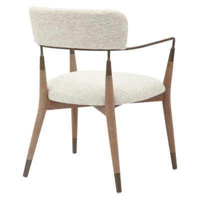 DINING ARMCHAIR ROY HM9978.01 BEECH WOOD LEGS-METAL ARMS-FABRIC IN ECRU COLOR 51x48x77,5Hcm.