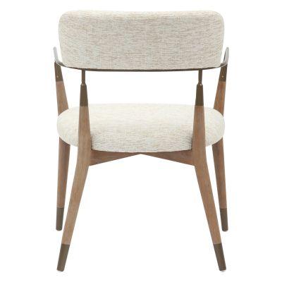 DINING ARMCHAIR ROY HM9978.01 BEECH WOOD LEGS-METAL ARMS-FABRIC IN ECRU COLOR 51x48x77,5Hcm.