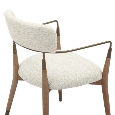 DINING ARMCHAIR ROY HM9978.01 BEECH WOOD LEGS-METAL ARMS-FABRIC IN ECRU COLOR 51x48x77,5Hcm.