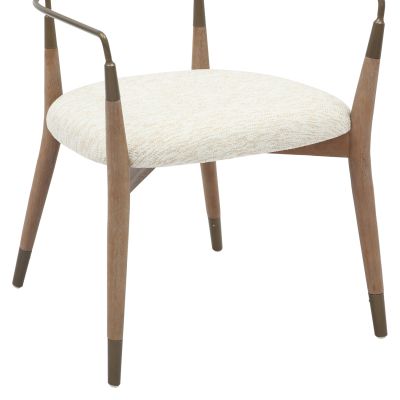 DINING ARMCHAIR ROY HM9978.01 BEECH WOOD LEGS-METAL ARMS-FABRIC IN ECRU COLOR 51x48x77,5Hcm.