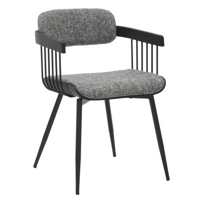 DINING CHAIR LANG HM9973.02 BLACK METAL FRAME-GREY FABRIC 52x52x76Hcm.