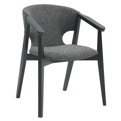 DINING ARMCHAIR YEGER HM9995.01 BEECH WOOD IN BLACK-DARK GREY FABRIC 62,5x60x79Hcm.