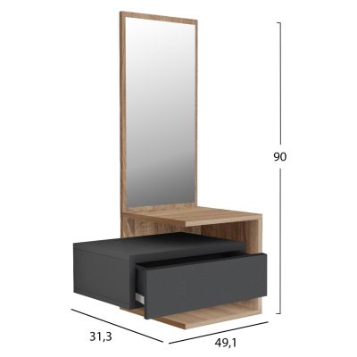 МЕБЕЛИ ЗА АНТИ С ОГЛЕДАЛО MEARA HM8984.11 МЕЛАМИН В ЦВЯТ SONAMA-СИВО 49,1x31,3x90Hcm.