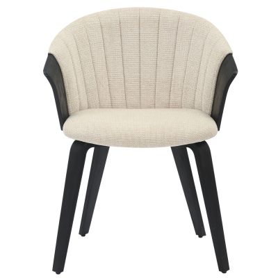 DINING CHAIR JESPER HM9977.02 PLYWOOD FRAME IN BLACK-ECRU FABRIC 61x54x74Hcm.