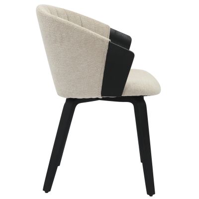 DINING CHAIR JESPER HM9977.02 PLYWOOD FRAME IN BLACK-ECRU FABRIC 61x54x74Hcm.