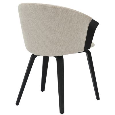 DINING CHAIR JESPER HM9977.02 PLYWOOD FRAME IN BLACK-ECRU FABRIC 61x54x74Hcm.