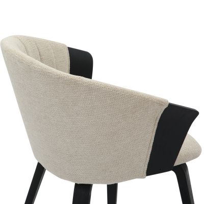 DINING CHAIR JESPER HM9977.02 PLYWOOD FRAME IN BLACK-ECRU FABRIC 61x54x74Hcm.