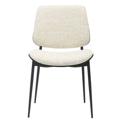 DINING CHAIR CONTI HM9983.02 BLACK METAL & PLYWOOD-ECRU FABRIC 48,5x56x82,5Hcm.