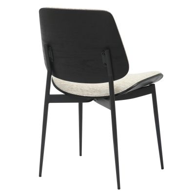 DINING CHAIR CONTI HM9983.02 BLACK METAL & PLYWOOD-ECRU FABRIC 48,5x56x82,5Hcm.