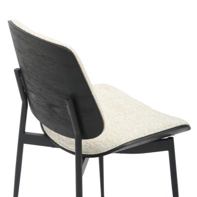 DINING CHAIR CONTI HM9983.02 BLACK METAL & PLYWOOD-ECRU FABRIC 48,5x56x82,5Hcm.