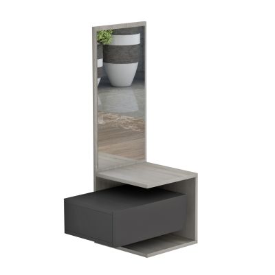 ENTRYWAY FURNITURE (WALL HANGING) WITH MIRROR MEARA HM8984.11 MELAMINE IN SONAMA-GREY 49,1x31,3x90Hcm.