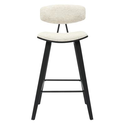 BAR STOOL MED.HEIGHT INOVER HM9984.02 METAL & PLYWOOD-ECRU FABRIC 50,5x49x90Hcm.