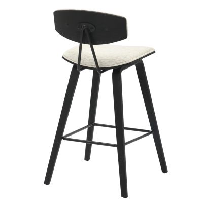 BAR STOOL MED.HEIGHT INOVER HM9984.02 METAL & PLYWOOD-ECRU FABRIC 50,5x49x90Hcm.