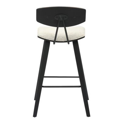 BAR STOOL MED.HEIGHT INOVER HM9984.02 METAL & PLYWOOD-ECRU FABRIC 50,5x49x90Hcm.