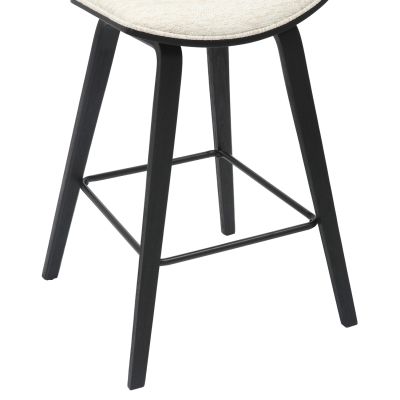 BAR STOOL MED.HEIGHT INOVER HM9984.02 METAL & PLYWOOD-ECRU FABRIC 50,5x49x90Hcm.