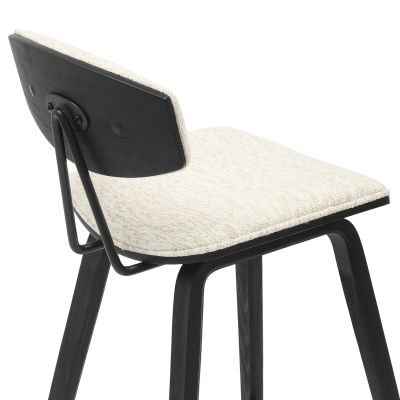 BAR STOOL MED.HEIGHT INOVER HM9984.02 METAL & PLYWOOD-ECRU FABRIC 50,5x49x90Hcm.