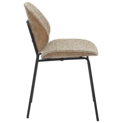 DINING CHAIR LUNGS HM9982.01 BLACK METAL FRAME-BEIGE FABRIC 49x53,5x80Hcm.