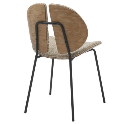 DINING CHAIR LUNGS HM9982.01 BLACK METAL FRAME-BEIGE FABRIC 49x53,5x80Hcm.