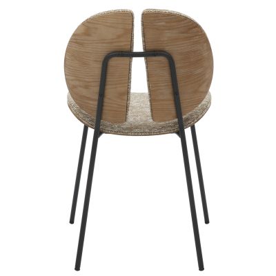 DINING CHAIR LUNGS HM9982.01 BLACK METAL FRAME-BEIGE FABRIC 49x53,5x80Hcm.