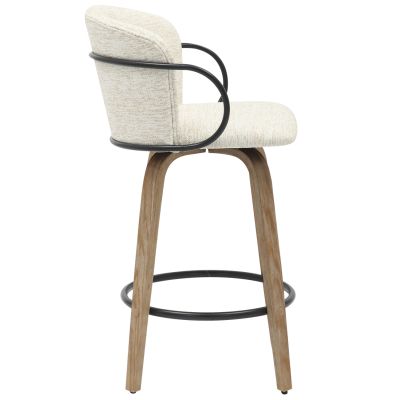 BAR STOOL MED.HEIGHT NEBOR HM9986.01 PLYWOOD LEGS-BLACK METAL-ECRU FABRIC 53,5x51x90Hcm.