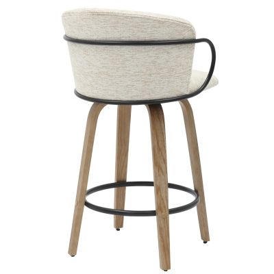 BAR STOOL MED.HEIGHT NEBOR HM9986.01 PLYWOOD LEGS-BLACK METAL-ECRU FABRIC 53,5x51x90Hcm.