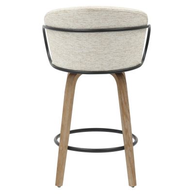 BAR STOOL MED.HEIGHT NEBOR HM9986.01 PLYWOOD LEGS-BLACK METAL-ECRU FABRIC 53,5x51x90Hcm.