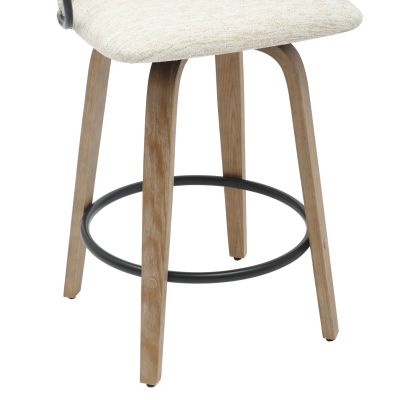 BAR STOOL MED.HEIGHT NEBOR HM9986.01 PLYWOOD LEGS-BLACK METAL-ECRU FABRIC 53,5x51x90Hcm.