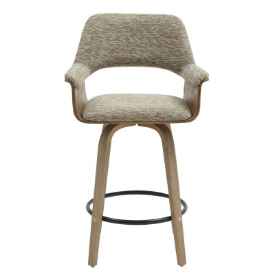 BAR STOOL MED.HEIGHT CLIPP HM9987.01 WHITEWASH PLYWOOD-BEIGE FABRIC 57,5x53x98Hcm.