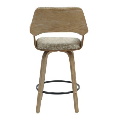 BAR STOOL MED.HEIGHT CLIPP HM9987.01 WHITEWASH PLYWOOD-BEIGE FABRIC 57,5x53x98Hcm.