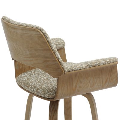 BAR STOOL MED.HEIGHT CLIPP HM9987.01 WHITEWASH PLYWOOD-BEIGE FABRIC 57,5x53x98Hcm.