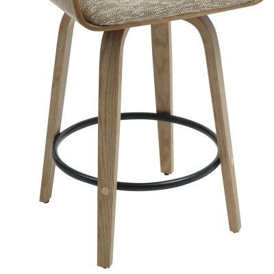 BAR STOOL MED.HEIGHT CLIPP HM9987.01 WHITEWASH PLYWOOD-BEIGE FABRIC 57,5x53x98Hcm.