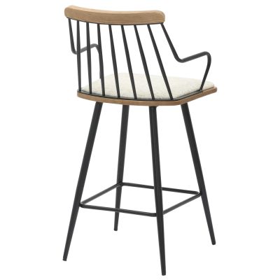 BAR STOOL MED.HEIGHT JUDI HM9985.02 BLACK METAL-ECRU FABRIC 48x52x92Hcm.