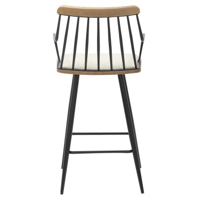 BAR STOOL MED.HEIGHT JUDI HM9985.02 BLACK METAL-ECRU FABRIC 48x52x92Hcm.