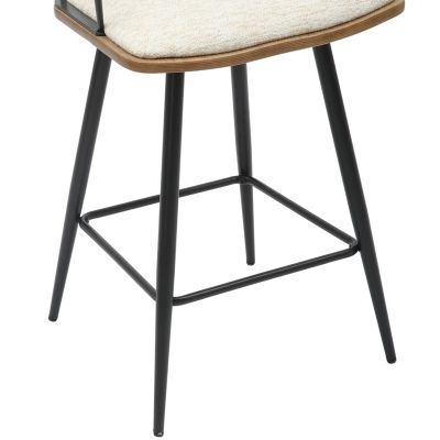 BAR STOOL MED.HEIGHT JUDI HM9985.02 BLACK METAL-ECRU FABRIC 48x52x92Hcm.