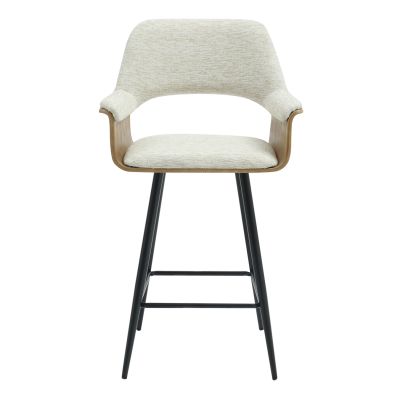 BAR STOOL MED.HEIGHT CLIPP HM9987.02 BLACK METAL LEGS-ECRU FABRIC 57,5x53x98Hcm.